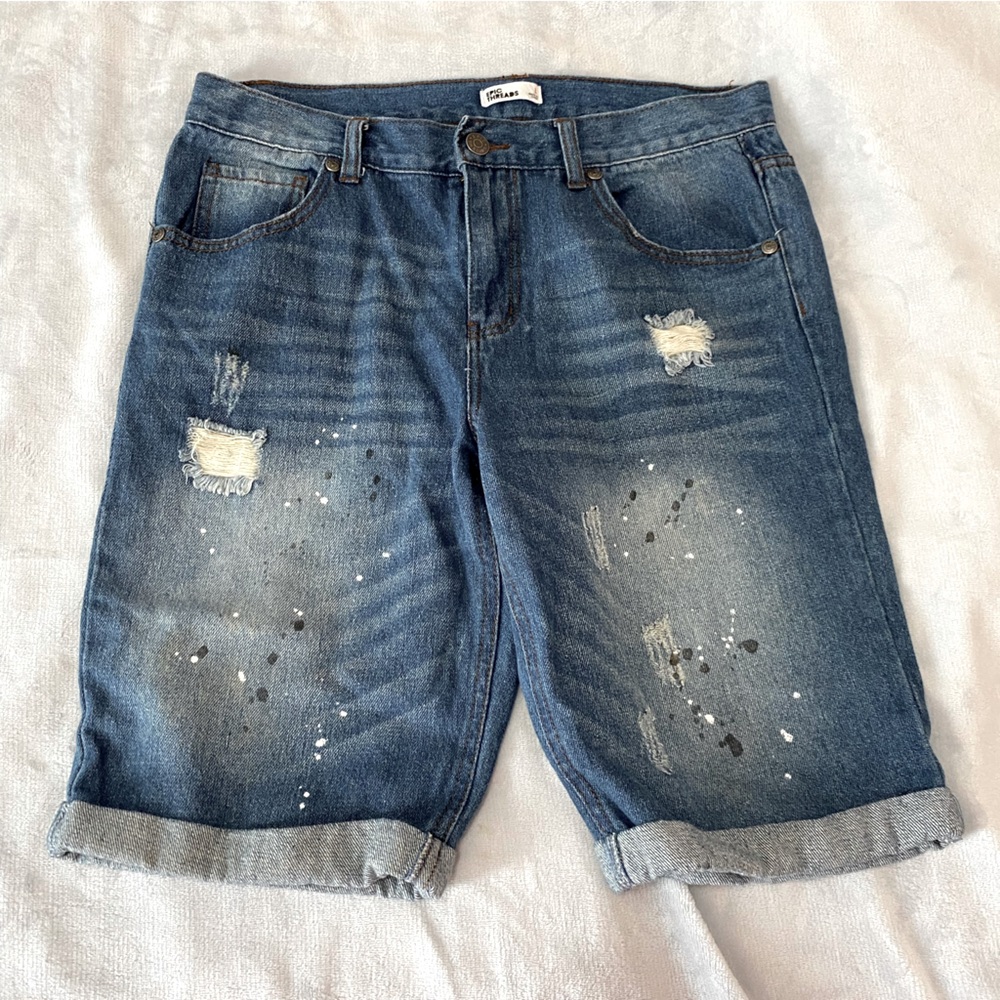 Epic Tread denim women’s Bermuda distressed shorts